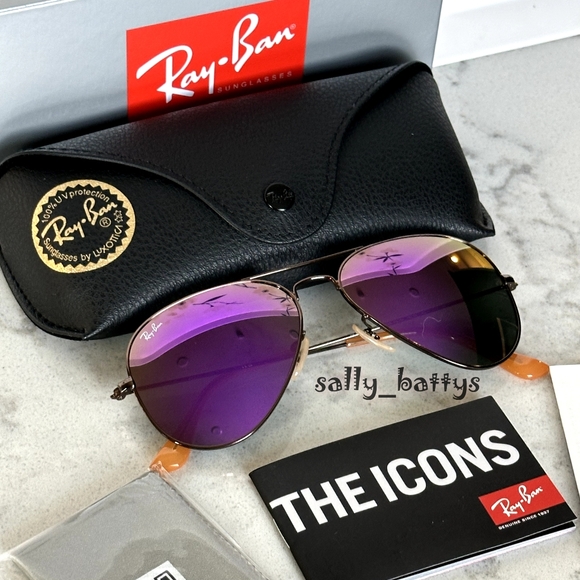 Ray-Ban (Store Display) Aviator Reflective Purple Lenses RB3025 Mirror - Picture 14 of 17